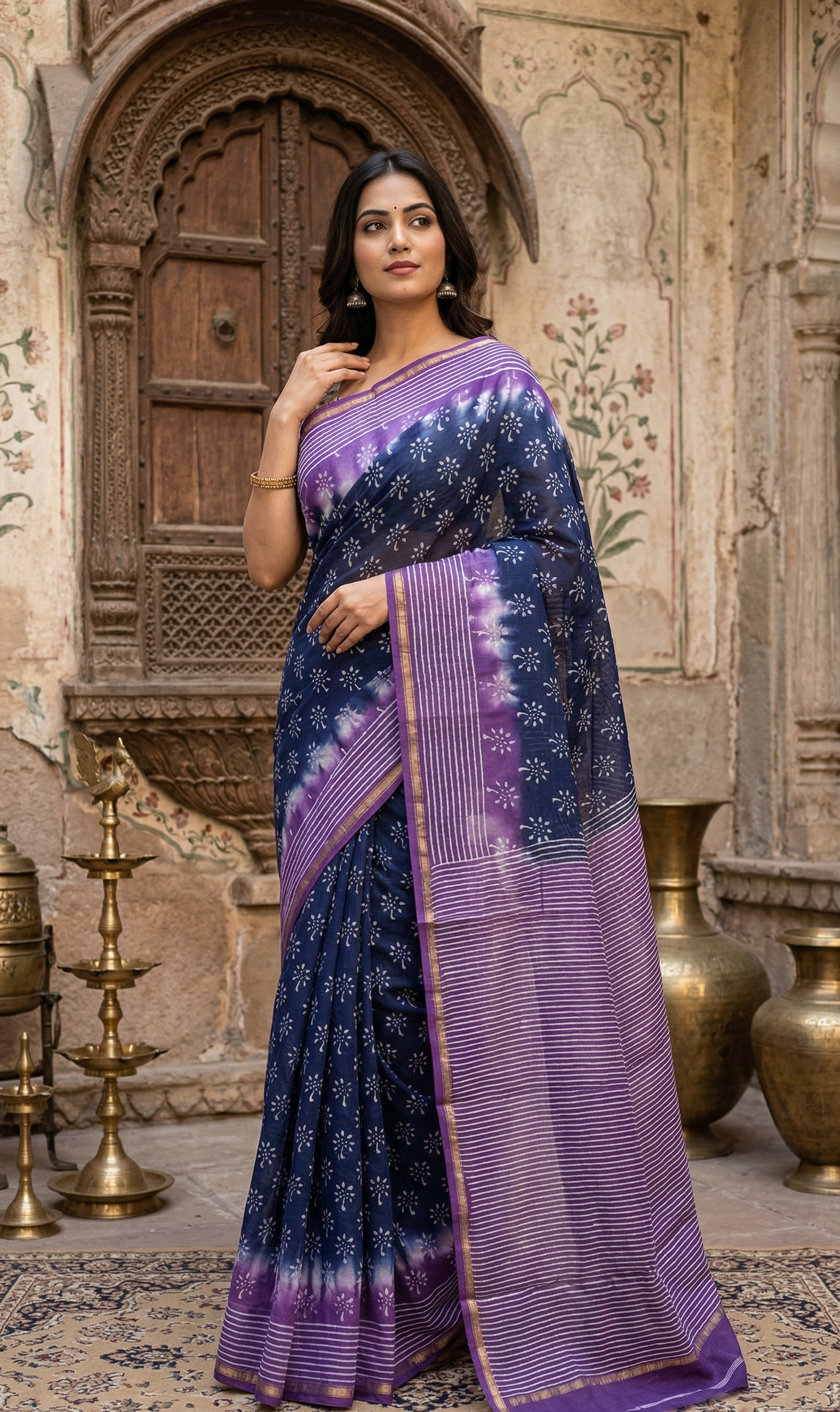 Beautifully Hand carfted Chanderi Saree (CHSAR19) - ShalviFashion