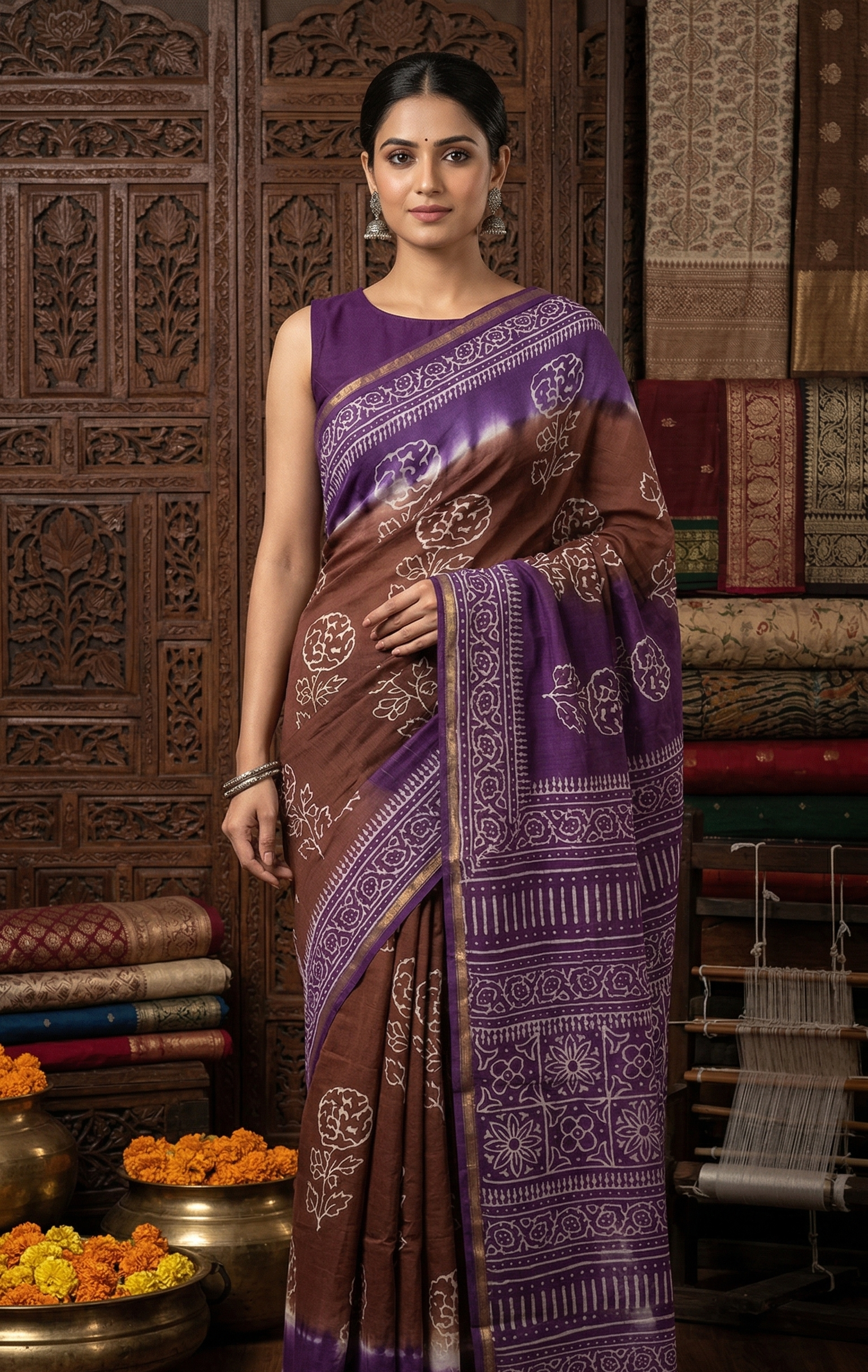 Beautifully Hand carfted Chanderi Saree (CHSAR20) - ShalviFashion