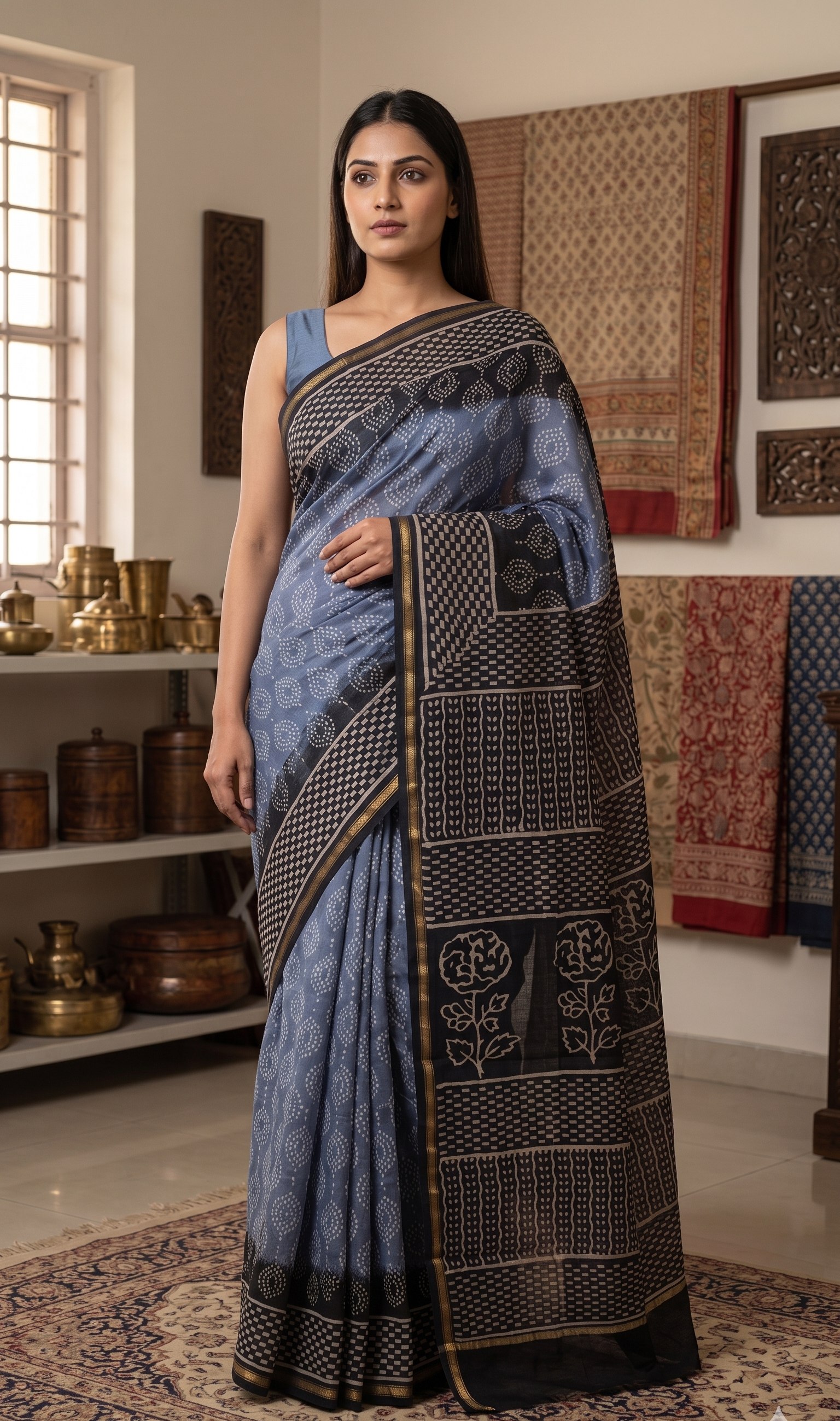 Beautifully Hand carfted Chanderi Saree (CHSAR21) - ShalviFashion