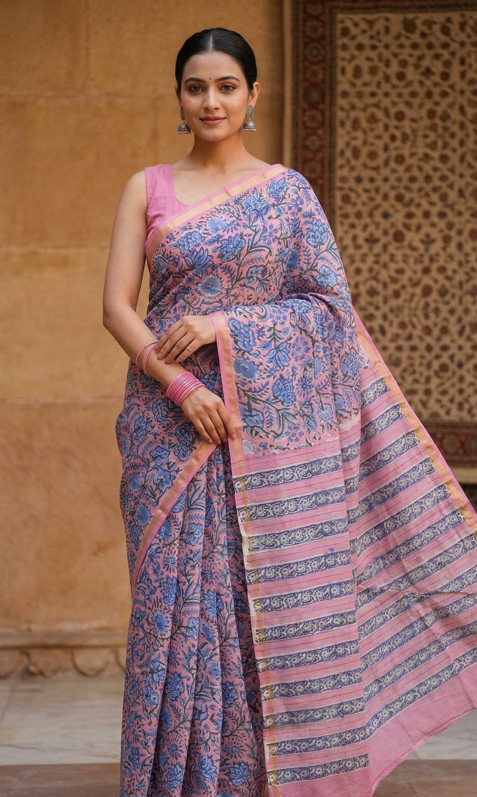 Beautifully Hand carfted Chanderi Saree (CHSAR22) - ShalviFashion