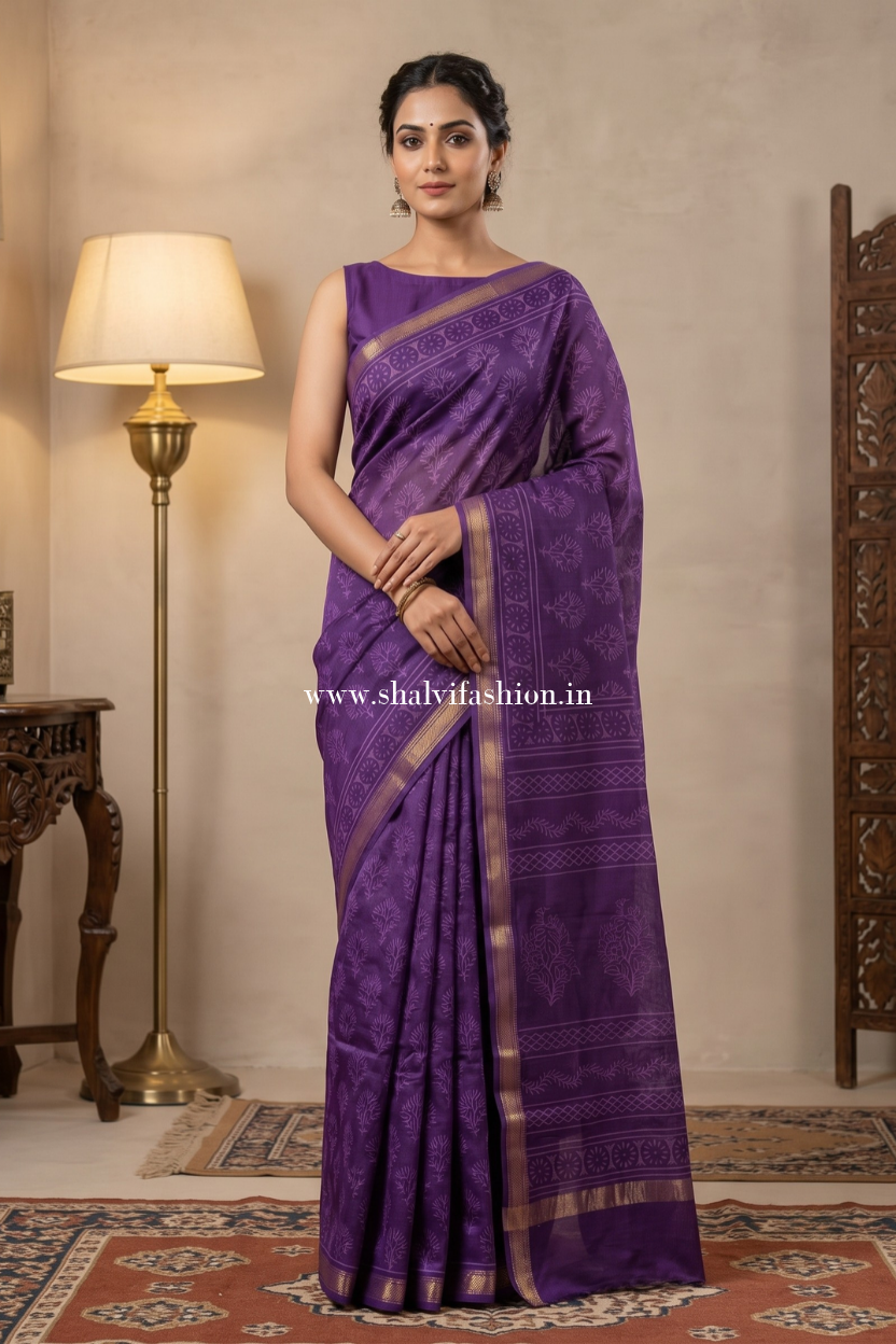Shop jaipuri block print chanderi sarees (CHSAR73)