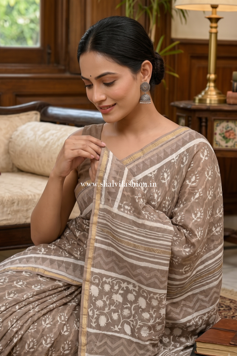 Shop hand block printed sarees online (CHSAR74)
