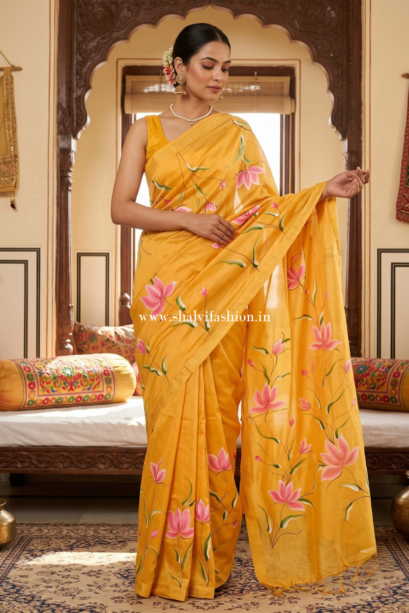 Shop jaipuri print chanderi silk sarees (CHSAR75)