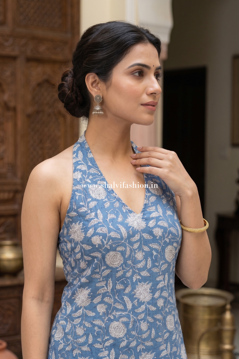 Shop block print cotton suit with kota doria dupatta (CKDS05)