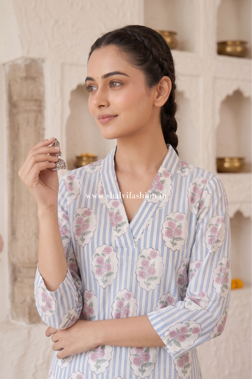 Shop sanganeri block printed cotton suits online shopping (CKDS13)