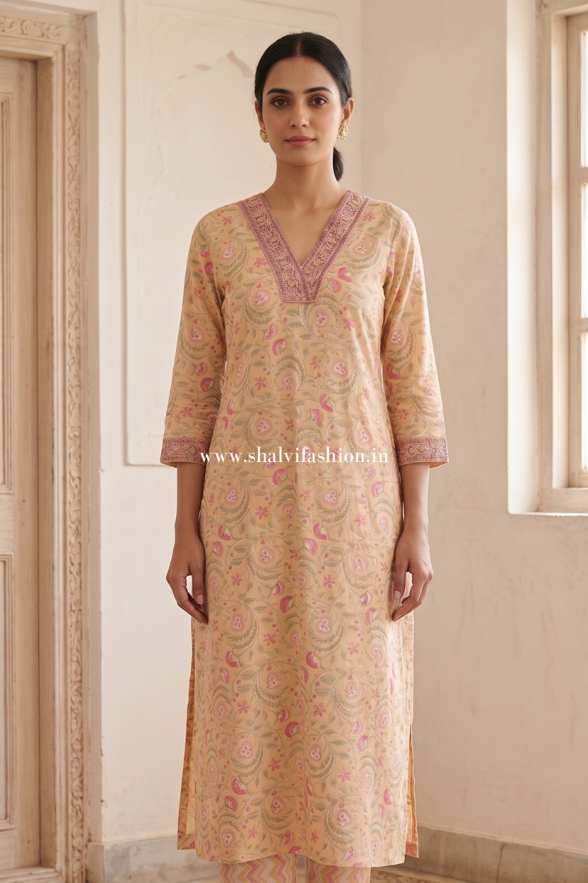 Shop hand block printed cotton suits with kota dupatta (CKDS23)