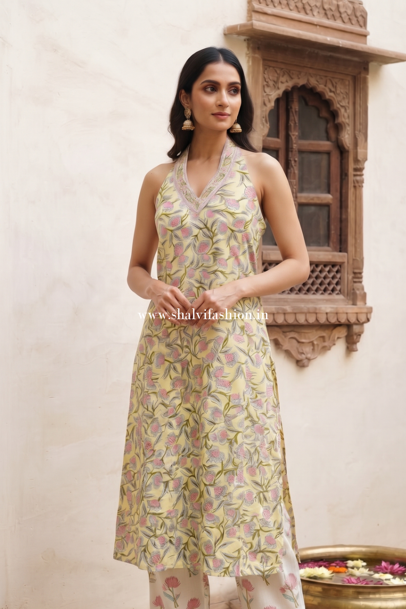 Shop jaipuri block print cotton suits with kota dupatta (CKDS37)