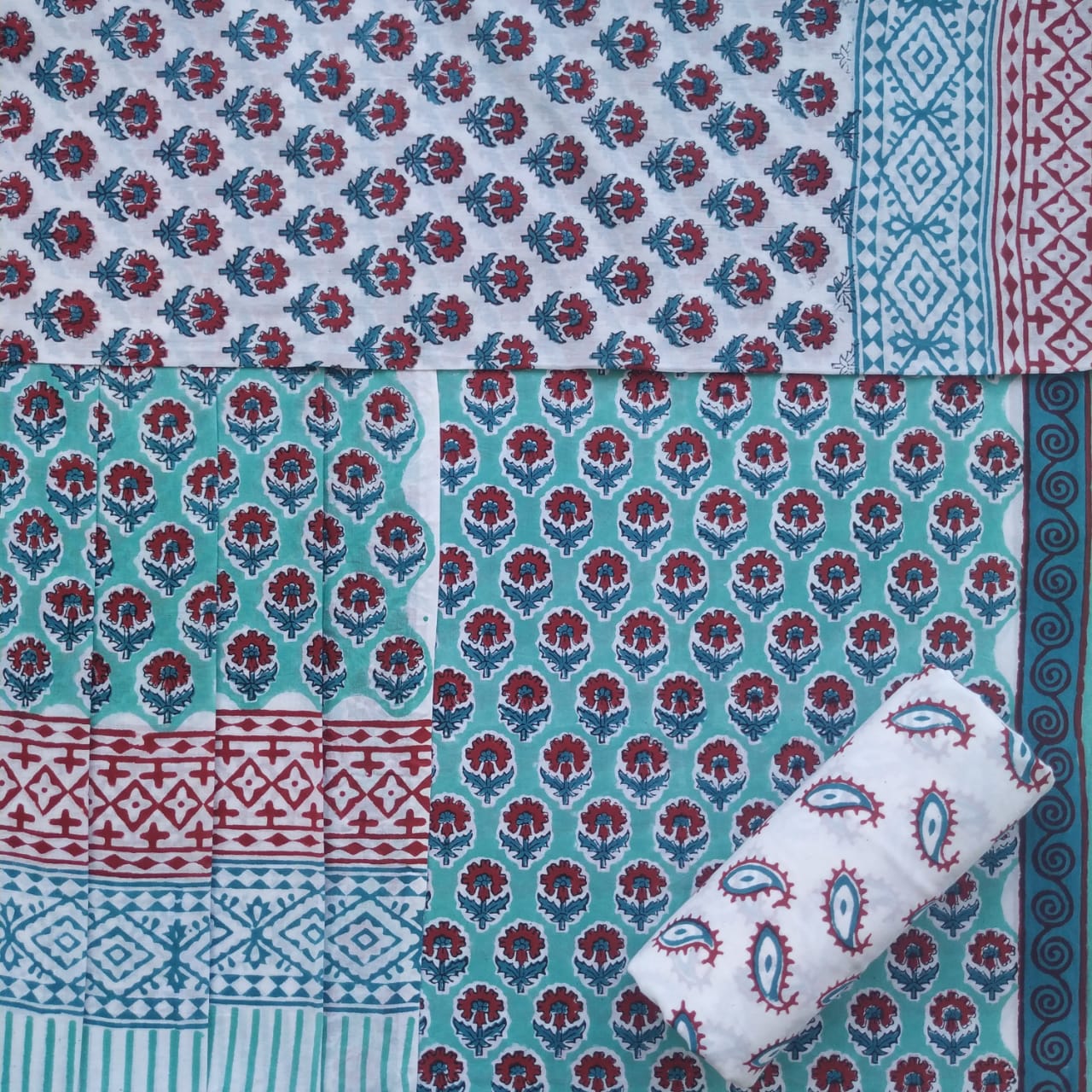 Shop unstitched cotton suit material with cotton dupatta online (COT180)