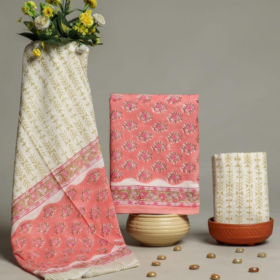 Shop block print mulmul dupatta cotton suits