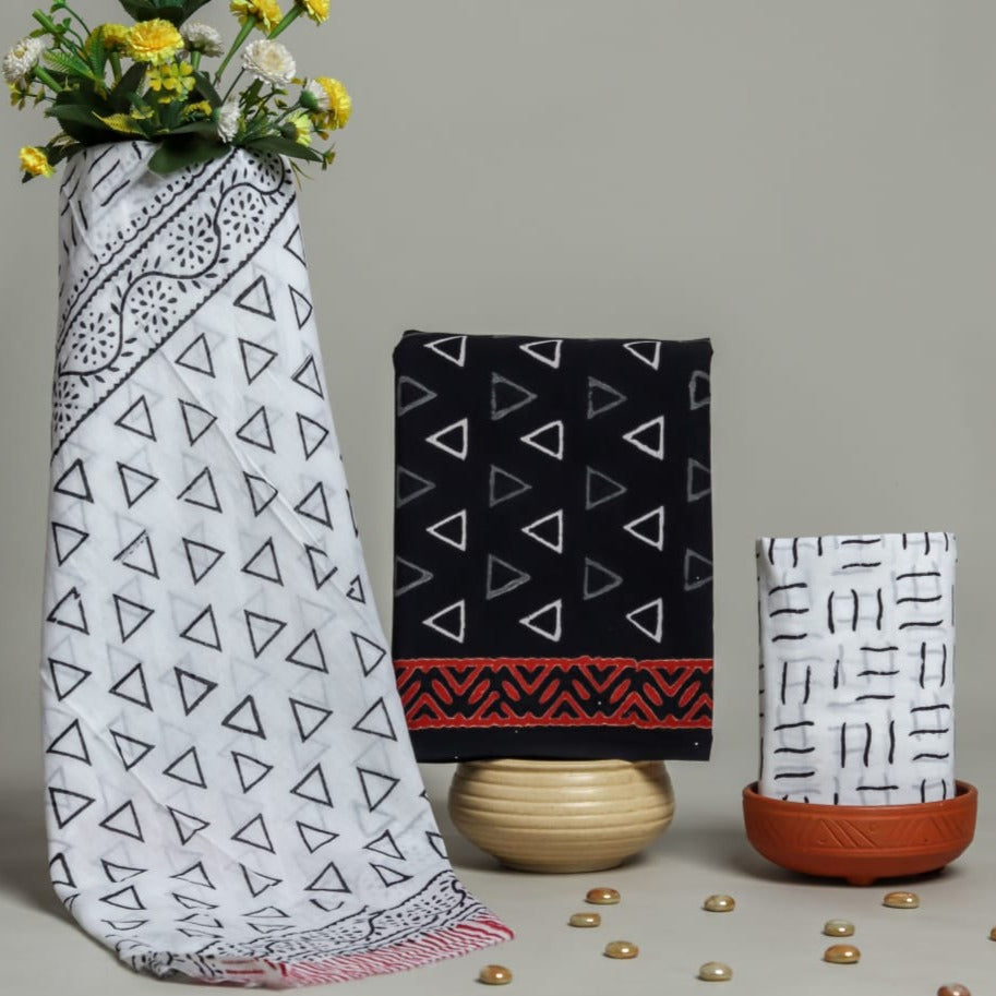 shop unstitched cotton suits with mulmul dupatta online (COT47)