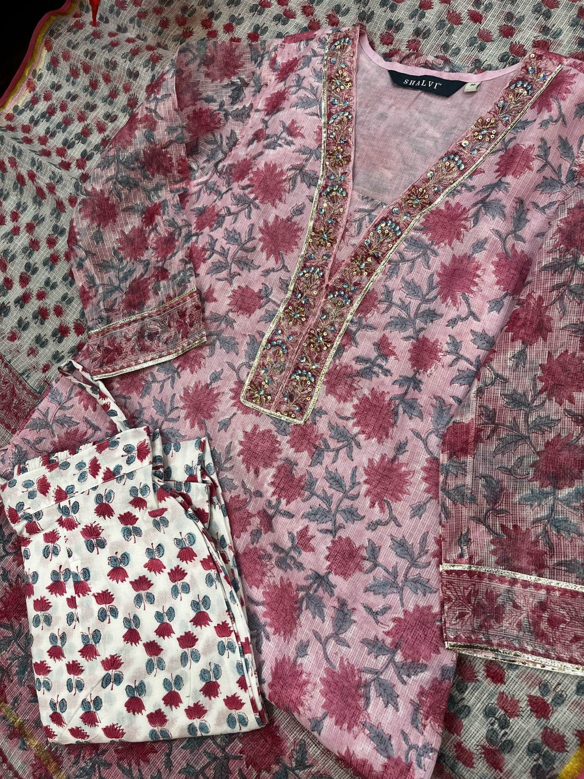 Shop hand block print kota doria suits online (CSS102)