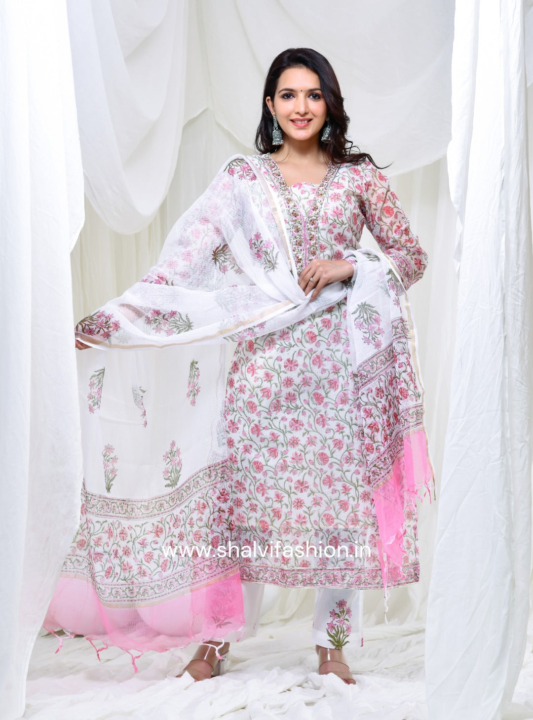 Shop block print kota doria suits online shopping (CSS103)