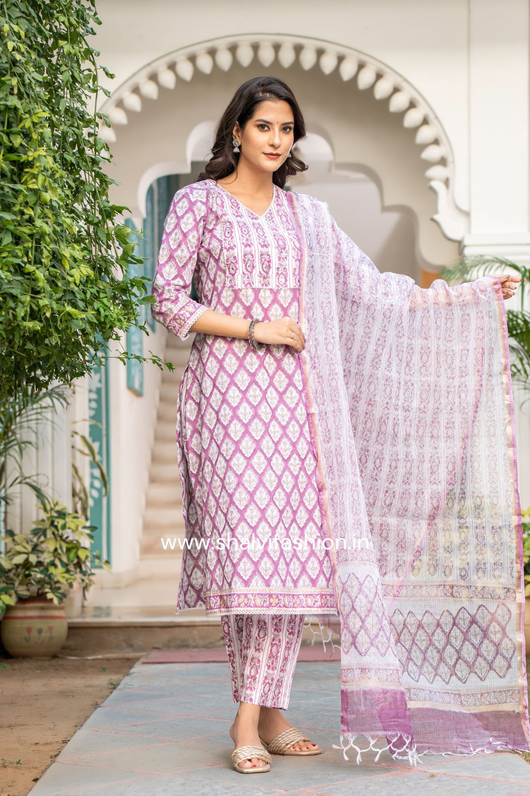 Shop hand block print kota doria suits online shopping (CSS97)