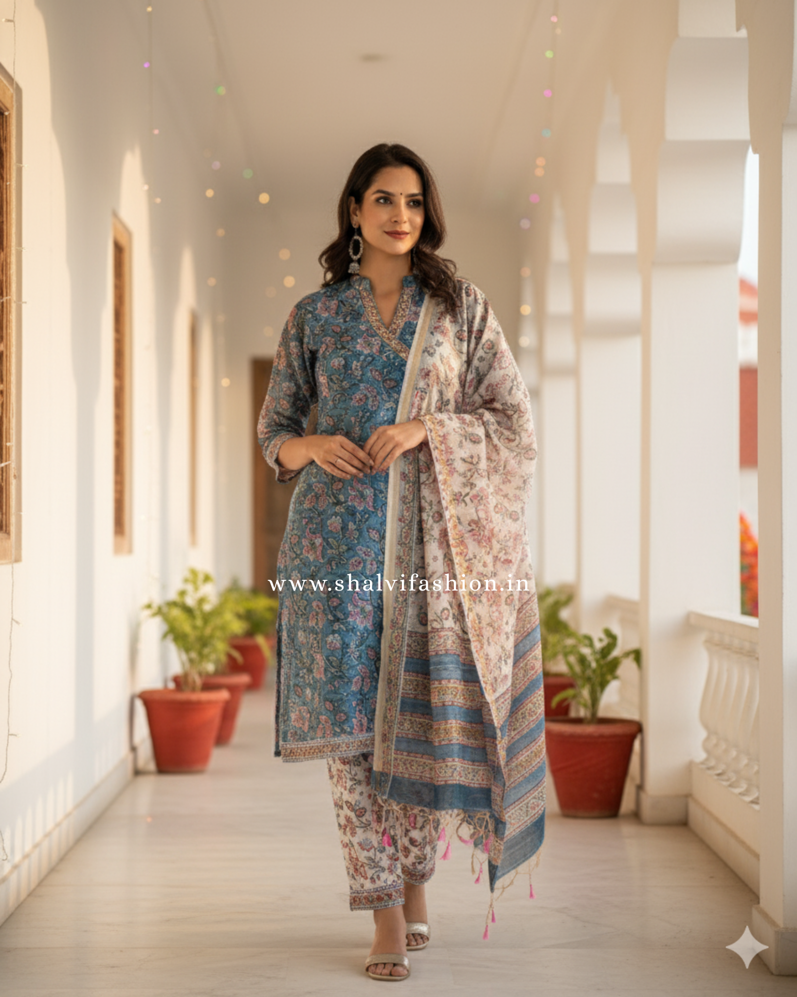 Shop hand block printed chanderi silk suits online (CSS109)