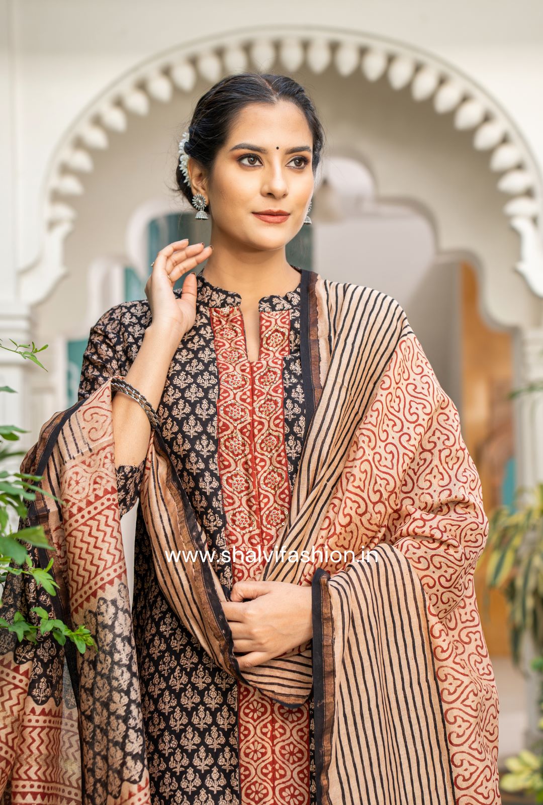 Shop bagru print chanderi silk suits online shopping (CSS116)