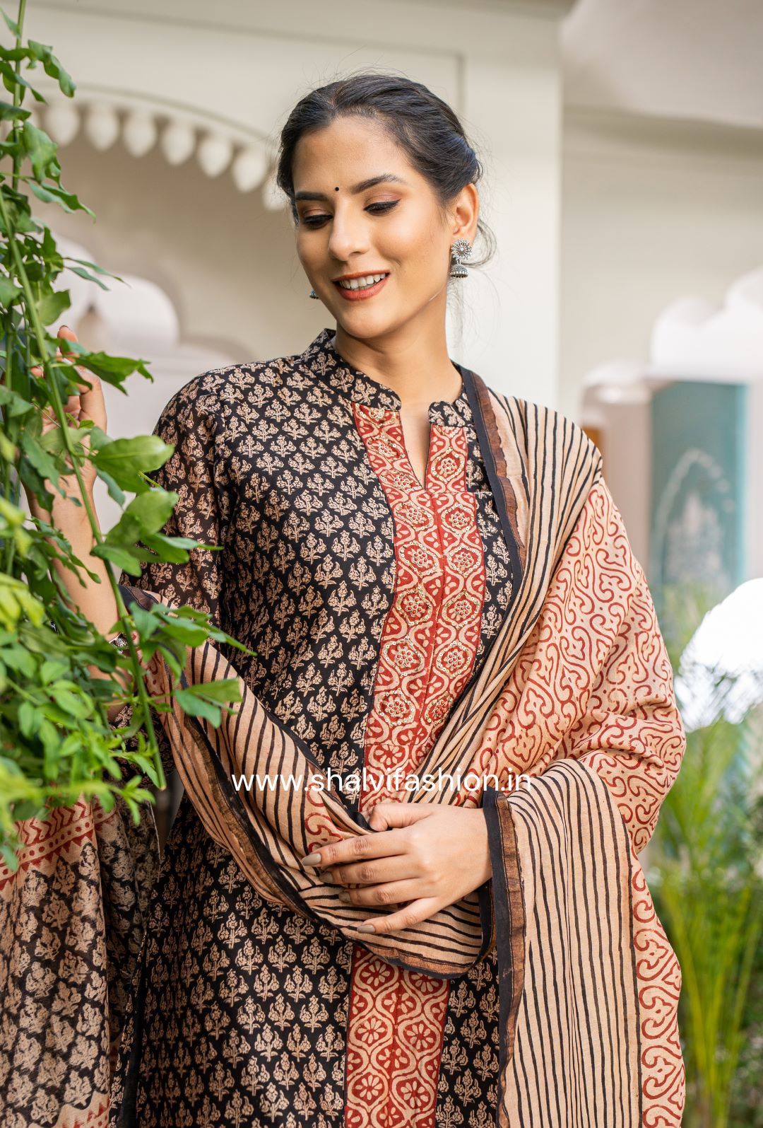 Shop bagru print chanderi silk suits online shopping (CSS116)