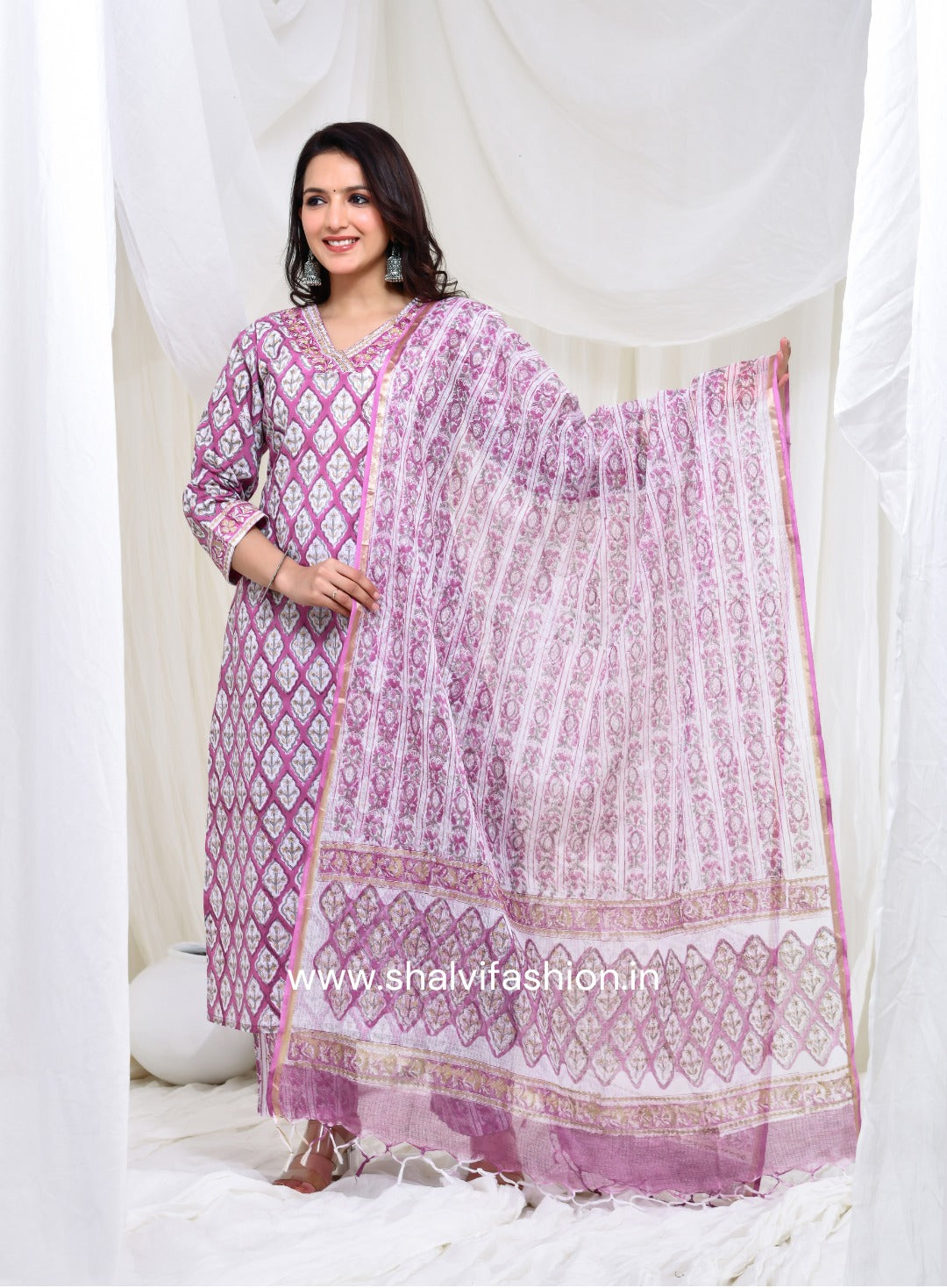 Shop block printed cotton suits in jaipur (CSS123)
