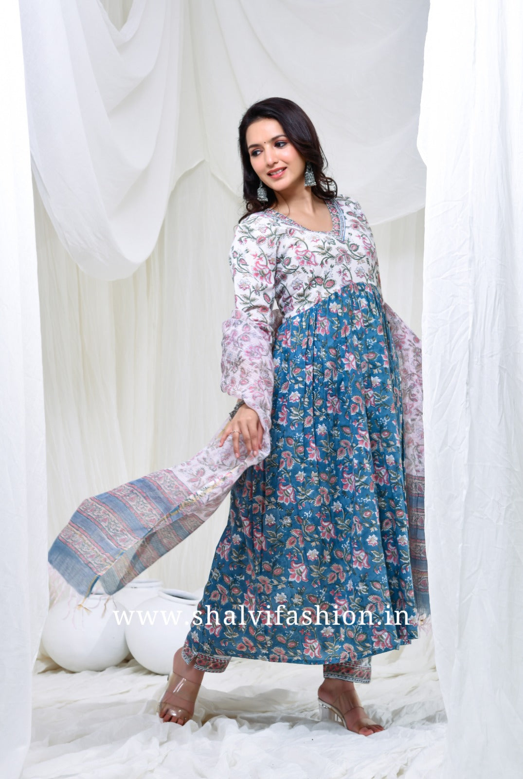 Shop hand block print cotton suits with kota dupatta online shopping (CSS135KD)