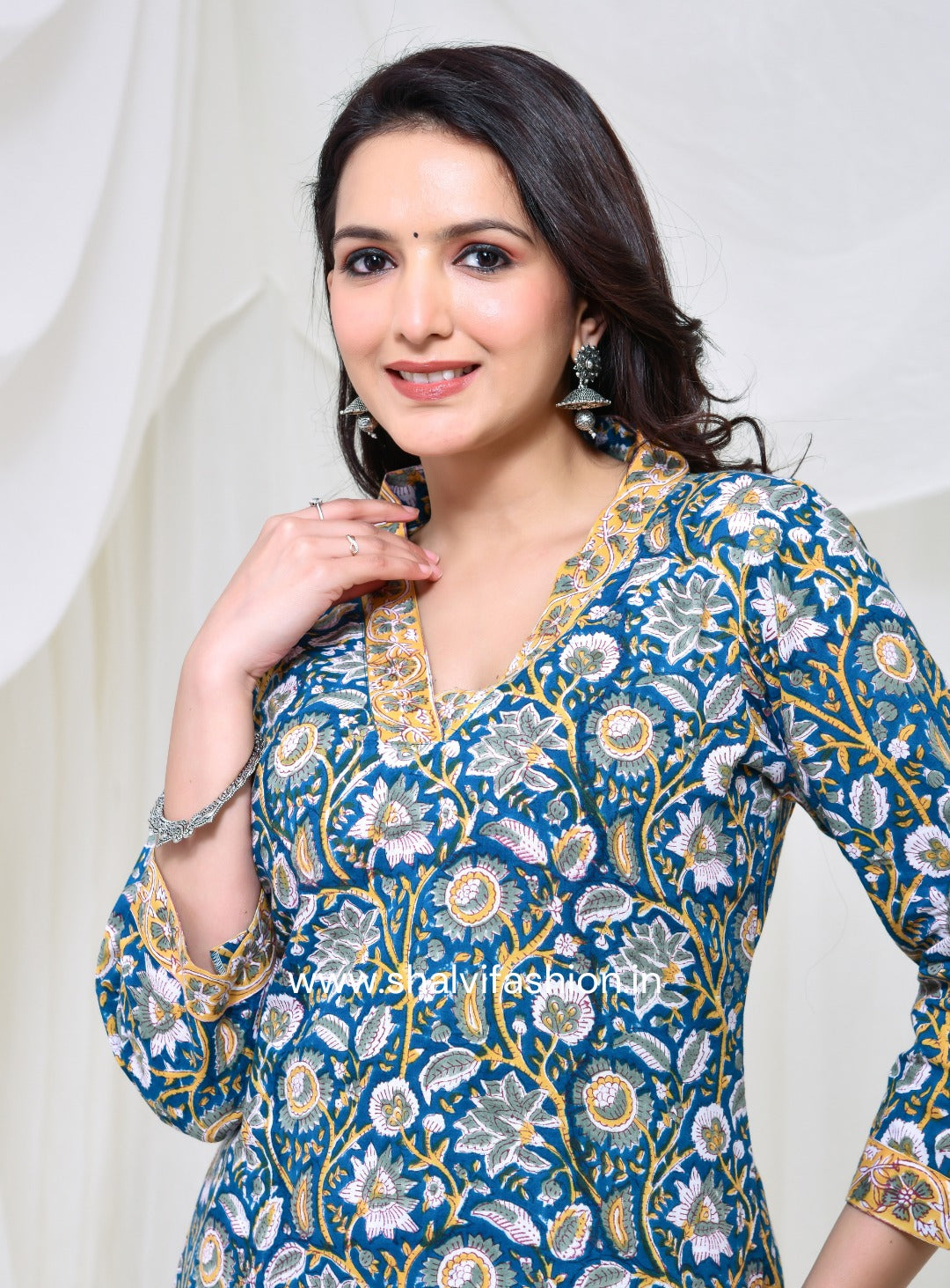 Shop jaipuri print cotton suits with kota dupatta online (CSS144KD)