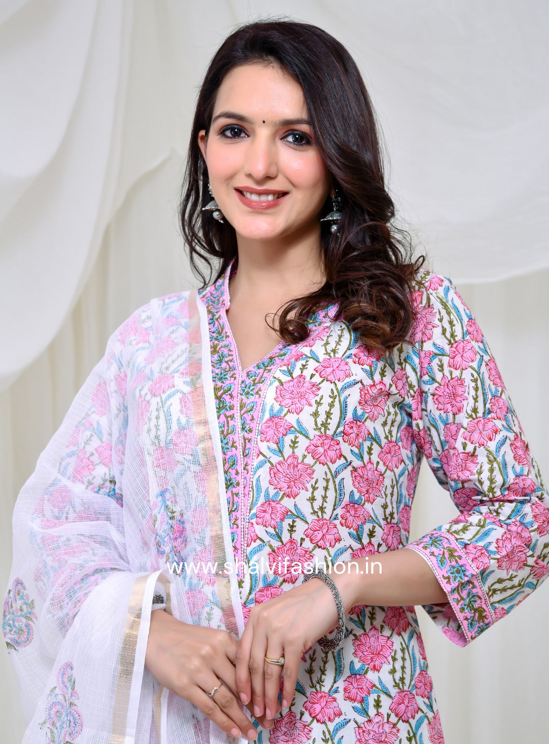 Shop block print cotton suits with kota dupatta (CSS146KD)
