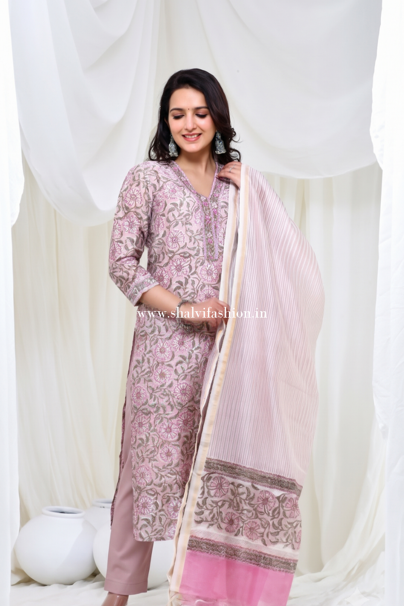Shop jaipuri print chanderi cotton suits online shopping (CSS156
