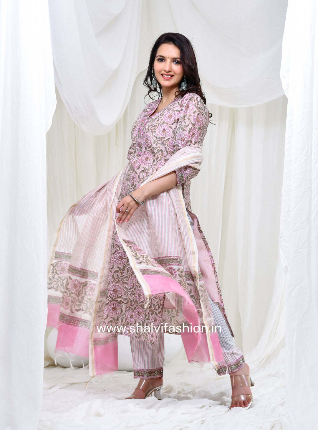 Shop jaipuri print chanderi cotton suits online shopping (CSS156)