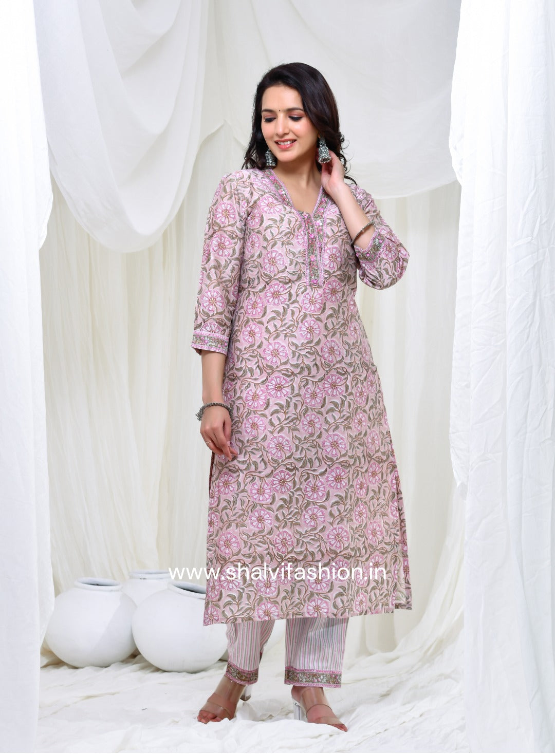 Shop jaipuri print chanderi cotton suits online shopping (CSS156)