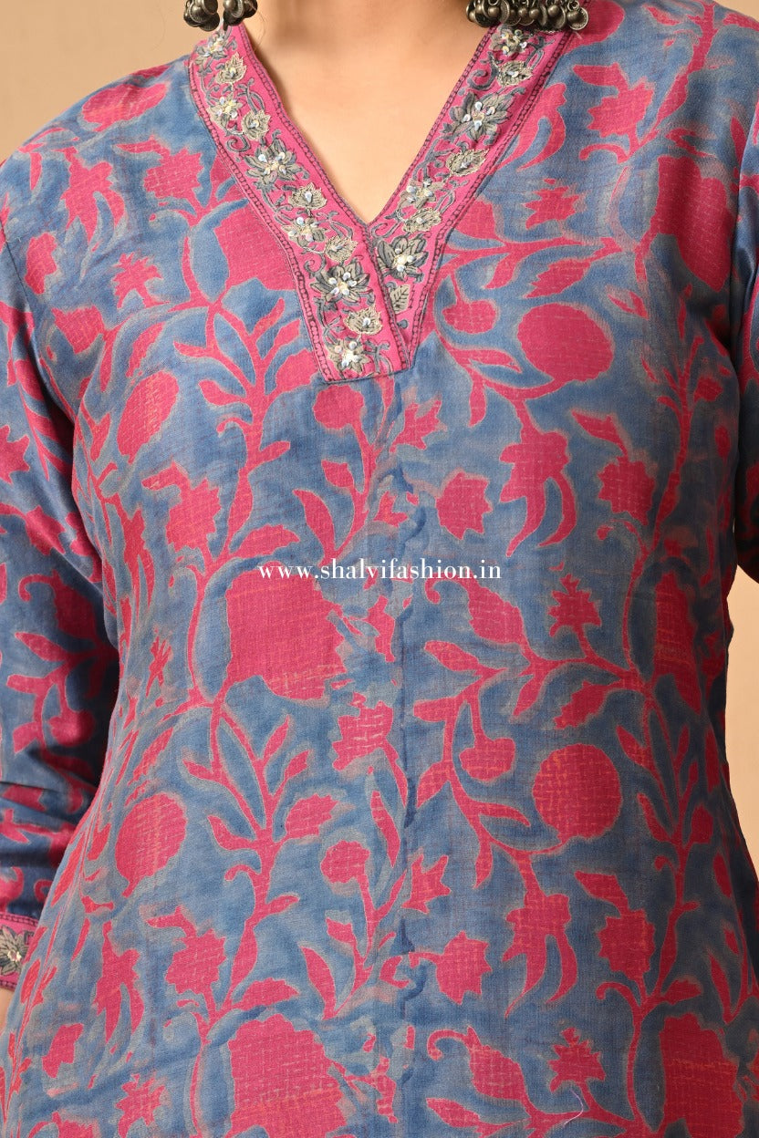 Shop block print chanderi silk suits in jaipur (CSS170)