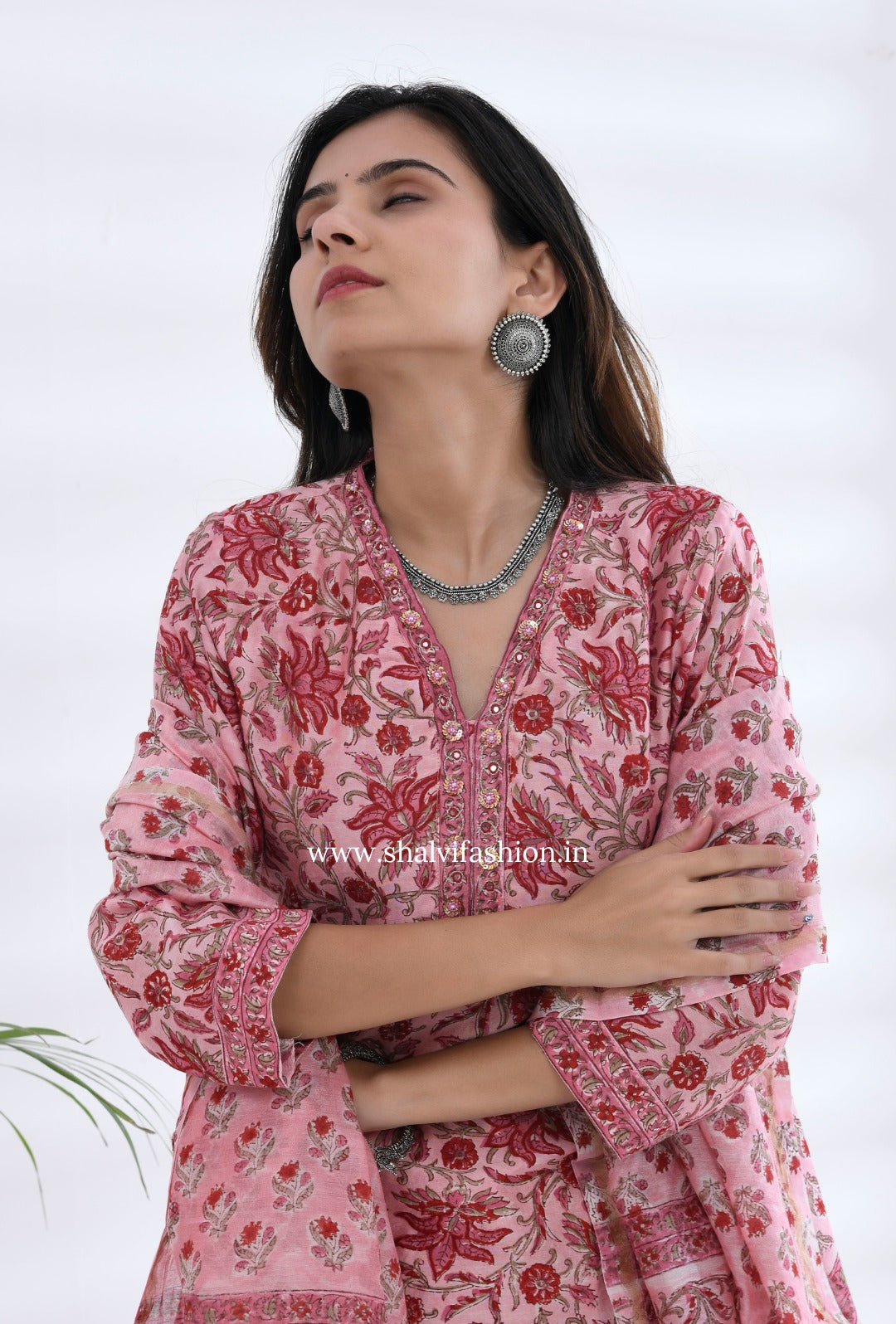 Shop hand block printed chanderi silk suits in jaipur (CSS213)