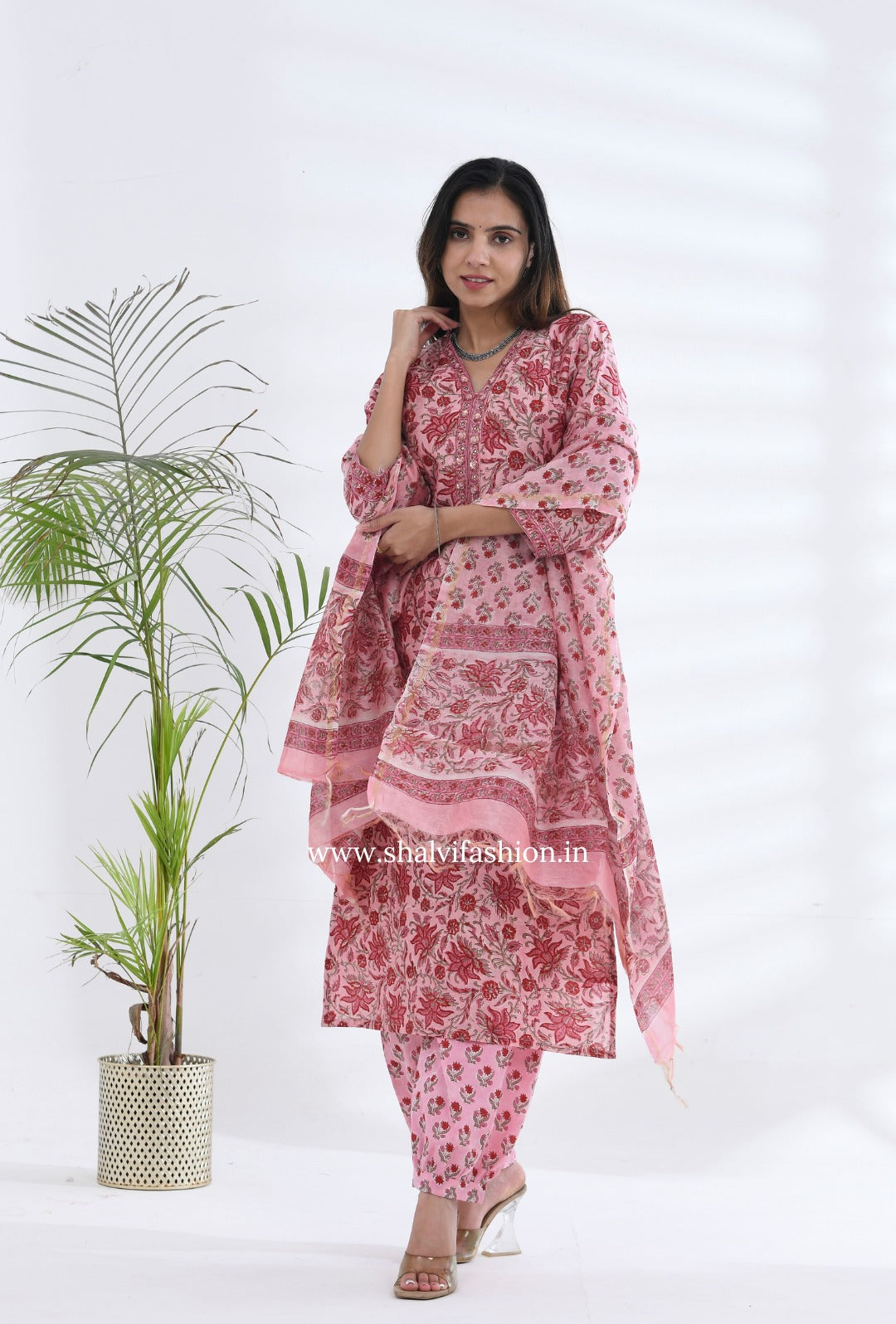 Shop hand block printed chanderi silk suits in jaipur (CSS213)