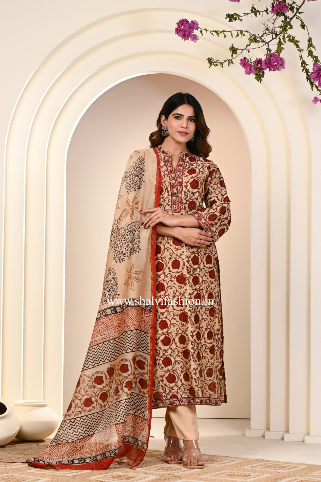 Shop jaipuri block print pure chanderi silk suits (CSS239)