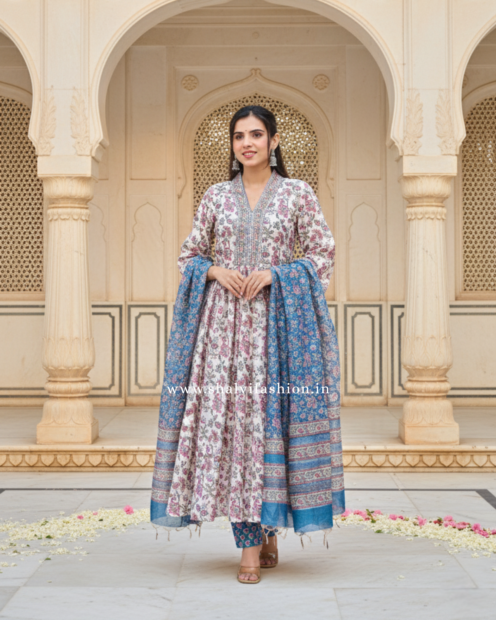 Shop hand block print chanderi silk suits in jaipur (CSS264)