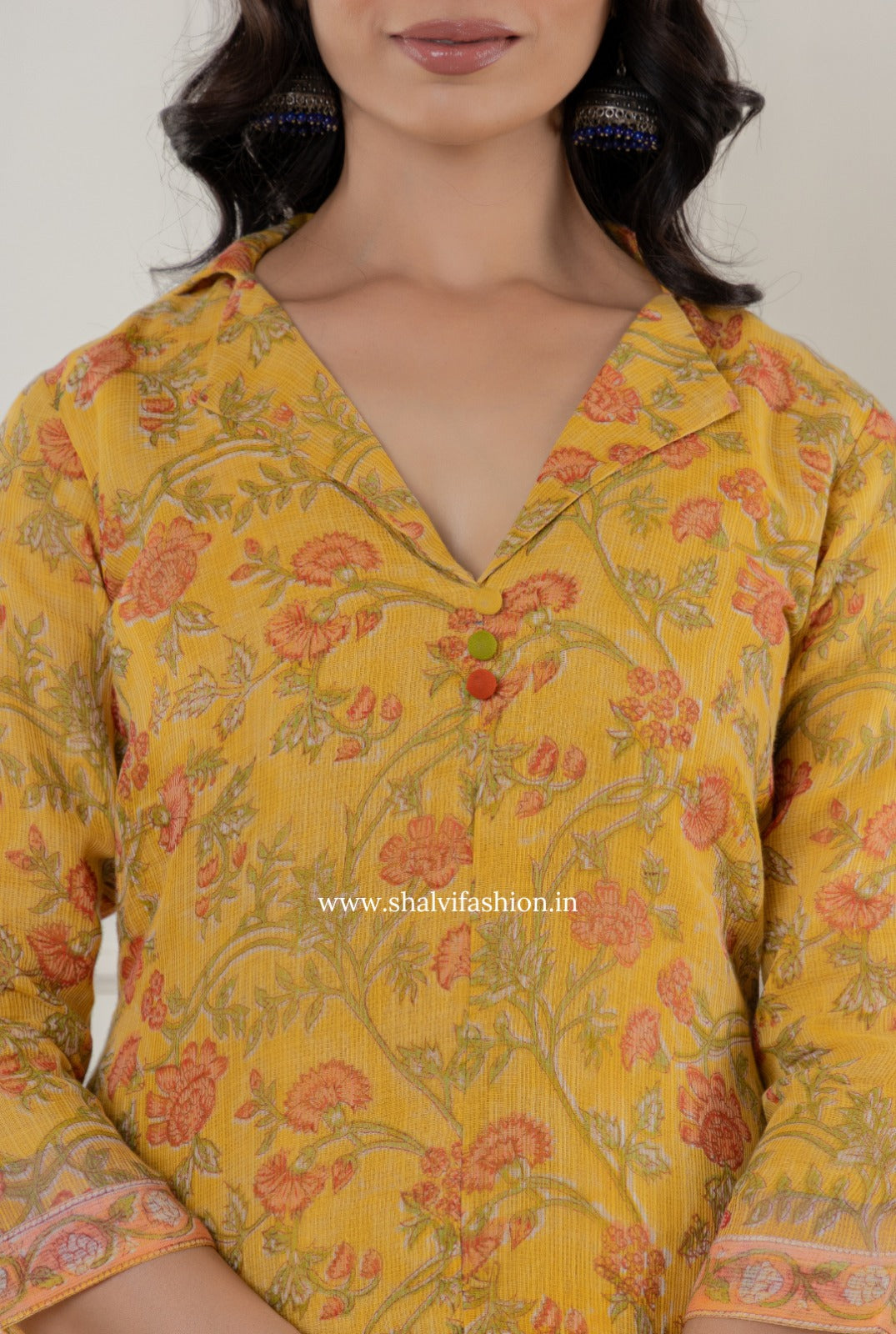 Shop block printed kota doria kurti (CSS274)