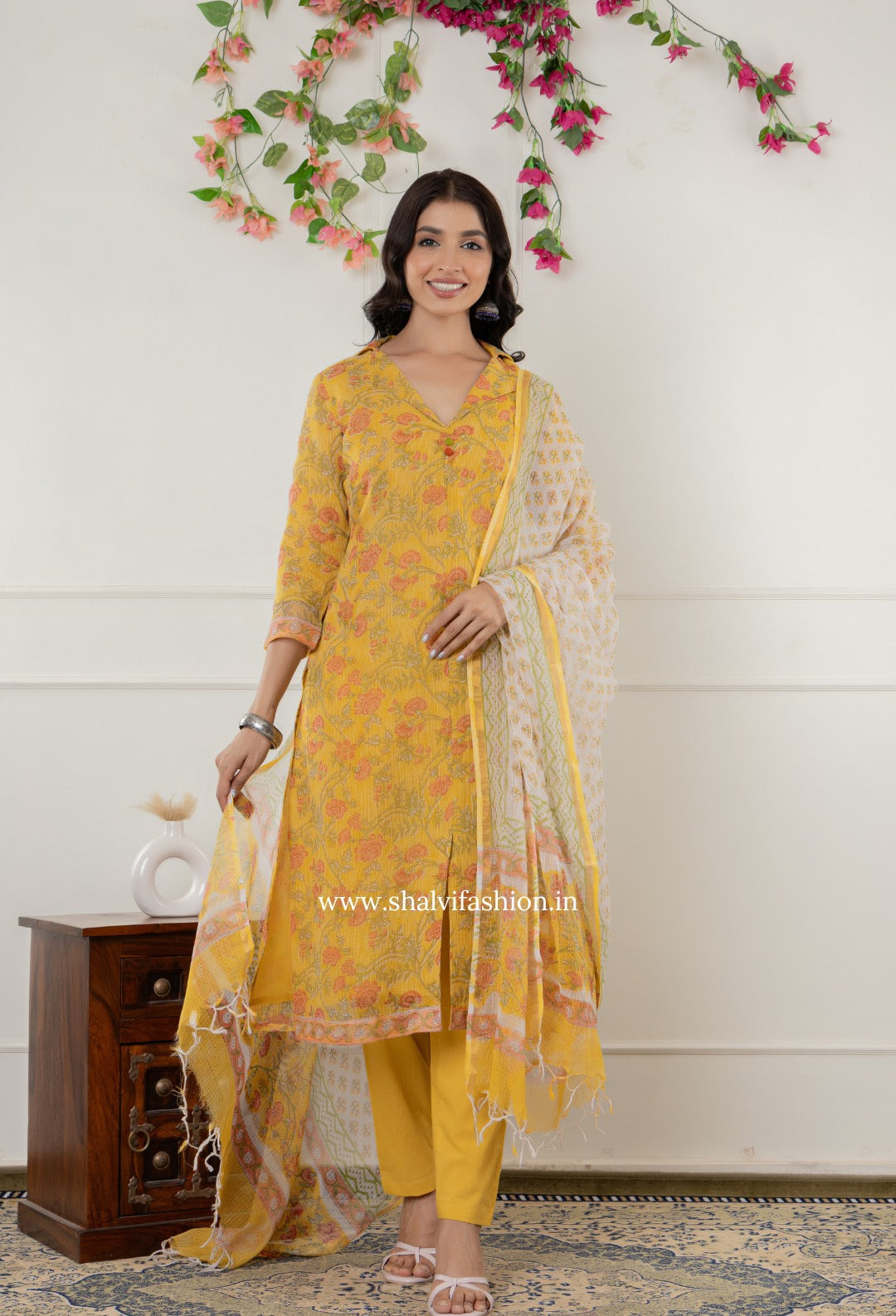 Shop block printed kota doria kurti (CSS274)