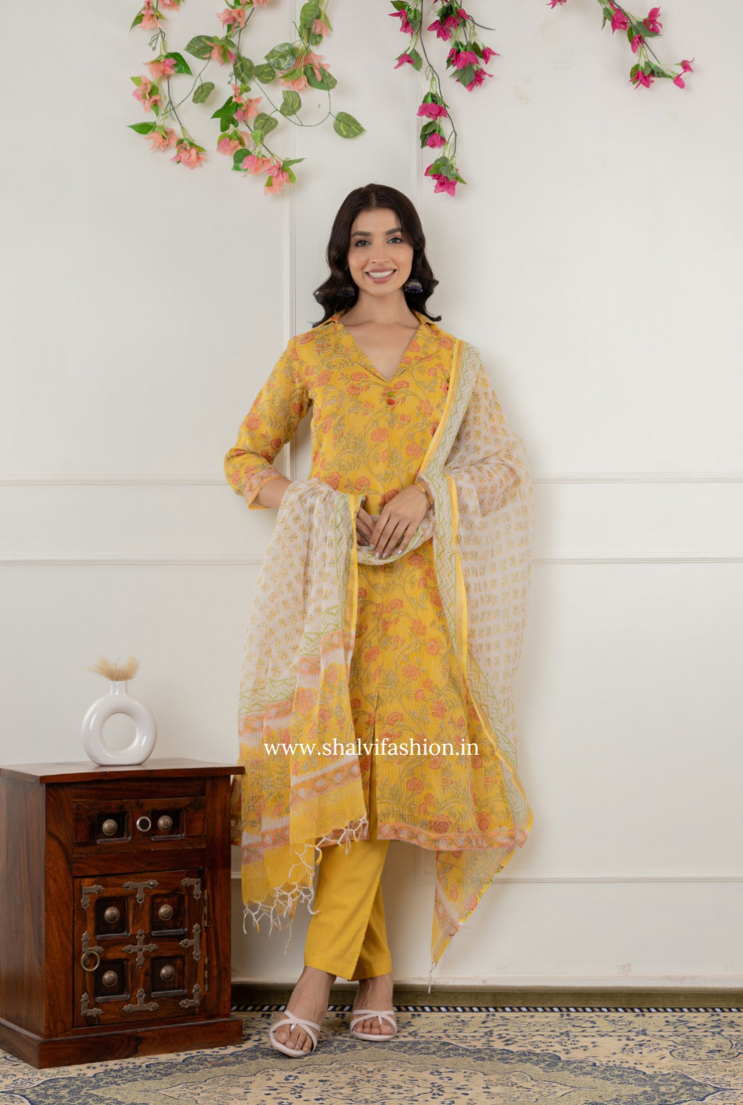 Shop block printed kota doria kurti (CSS274)