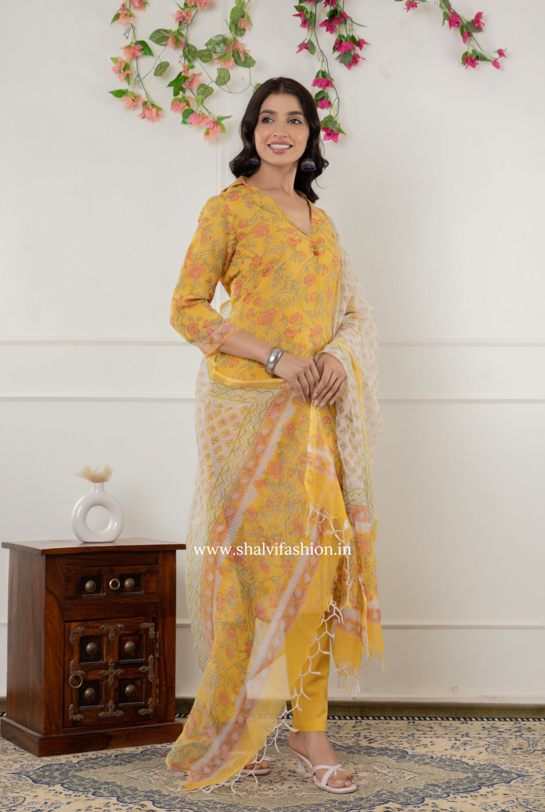 Shop block printed kota doria kurti (CSS274)