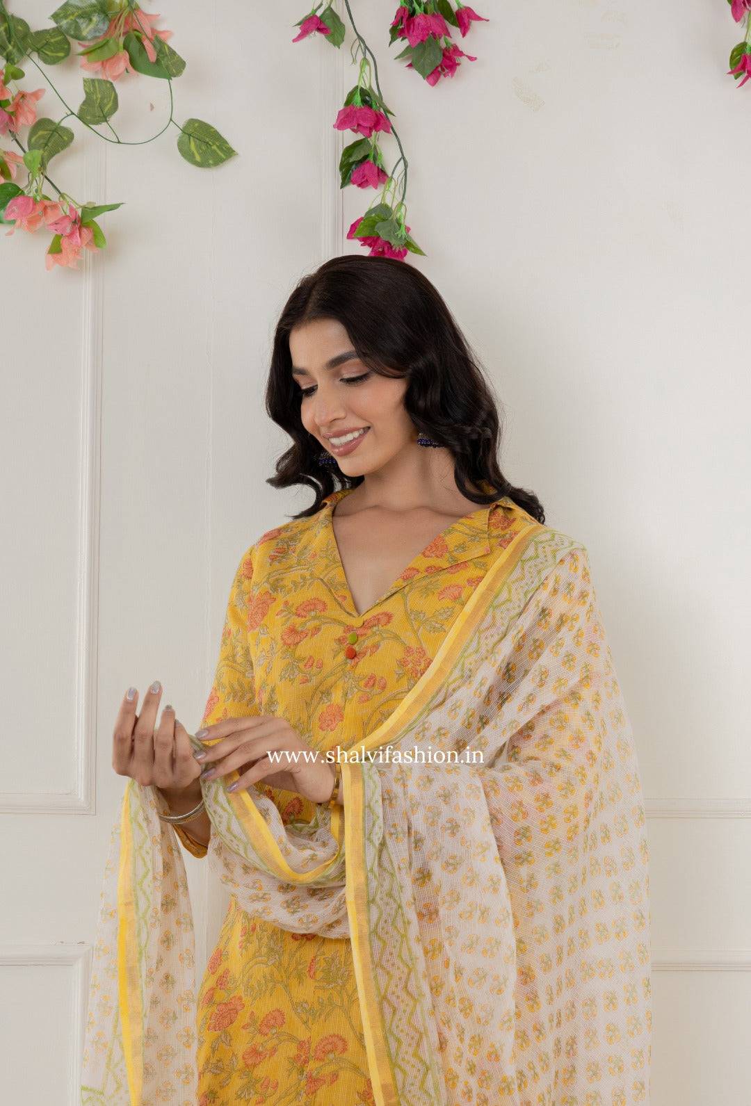 Shop block printed kota doria kurti (CSS274)