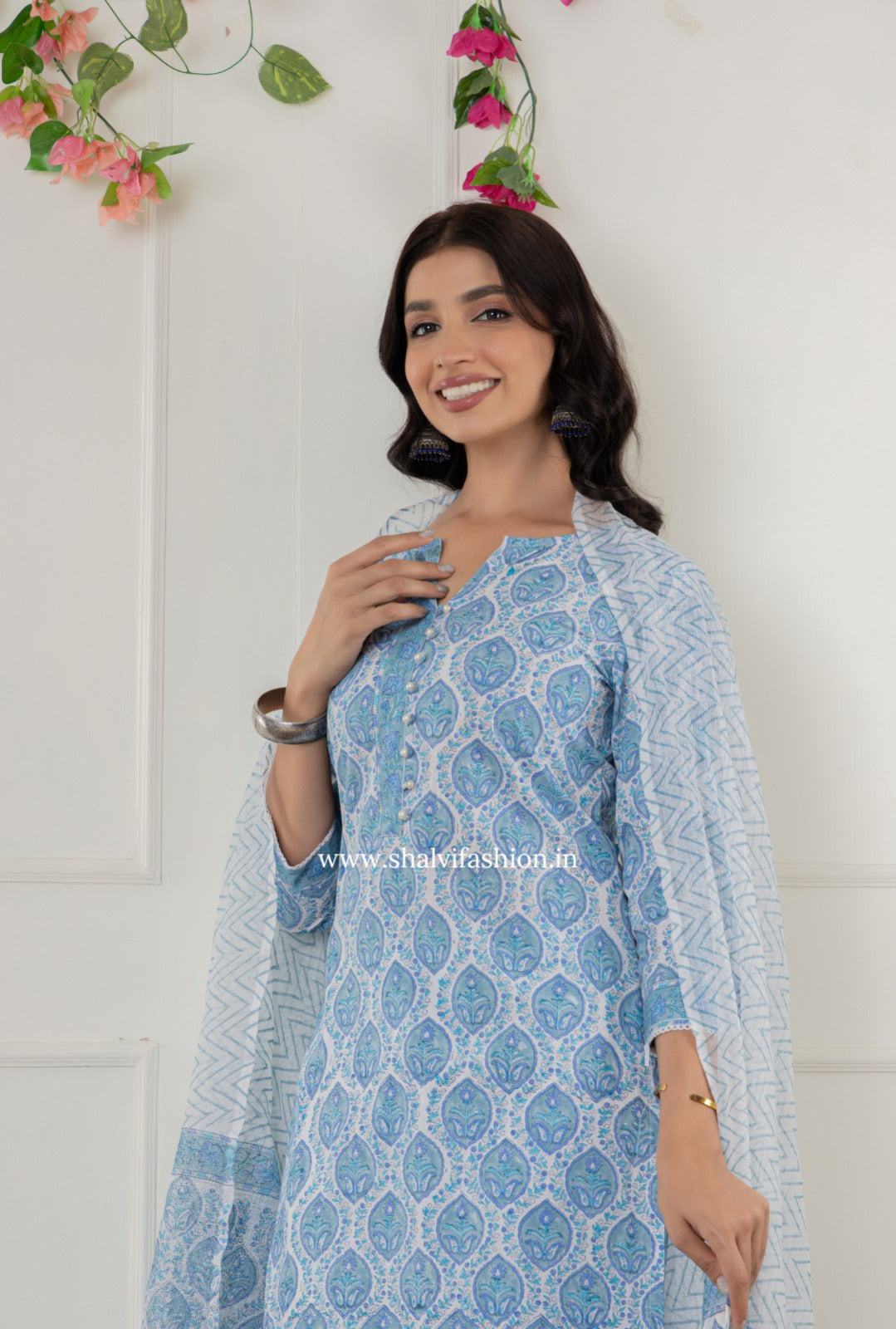 Shop hand block printed kota dupatta cotton suits (CSS285)