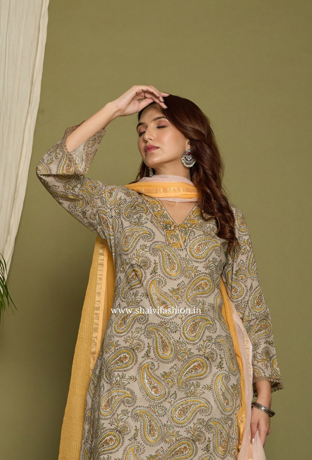 Shop block printed kota dupatta cotton suits in jaipur (CSS289)