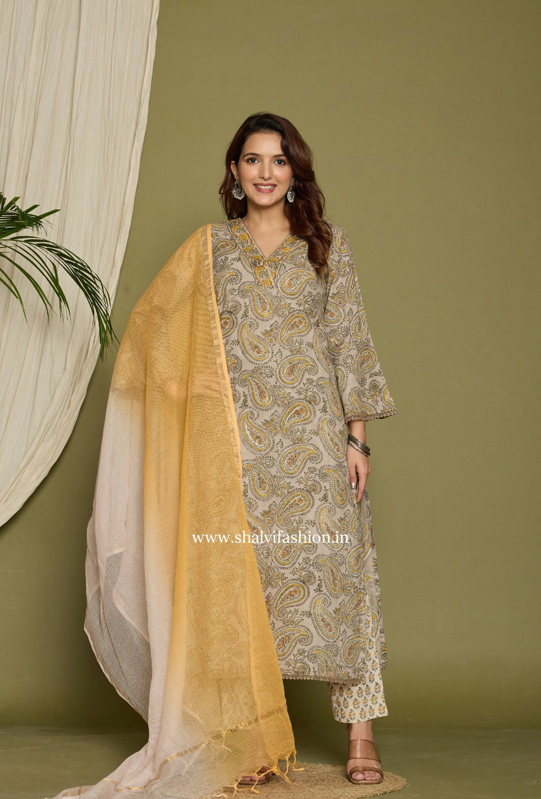 Shop block printed kota dupatta cotton suits in jaipur (CSS289)