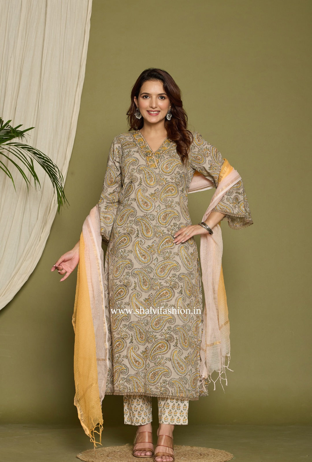 Shop block printed kota dupatta cotton suits in jaipur (CSS289)