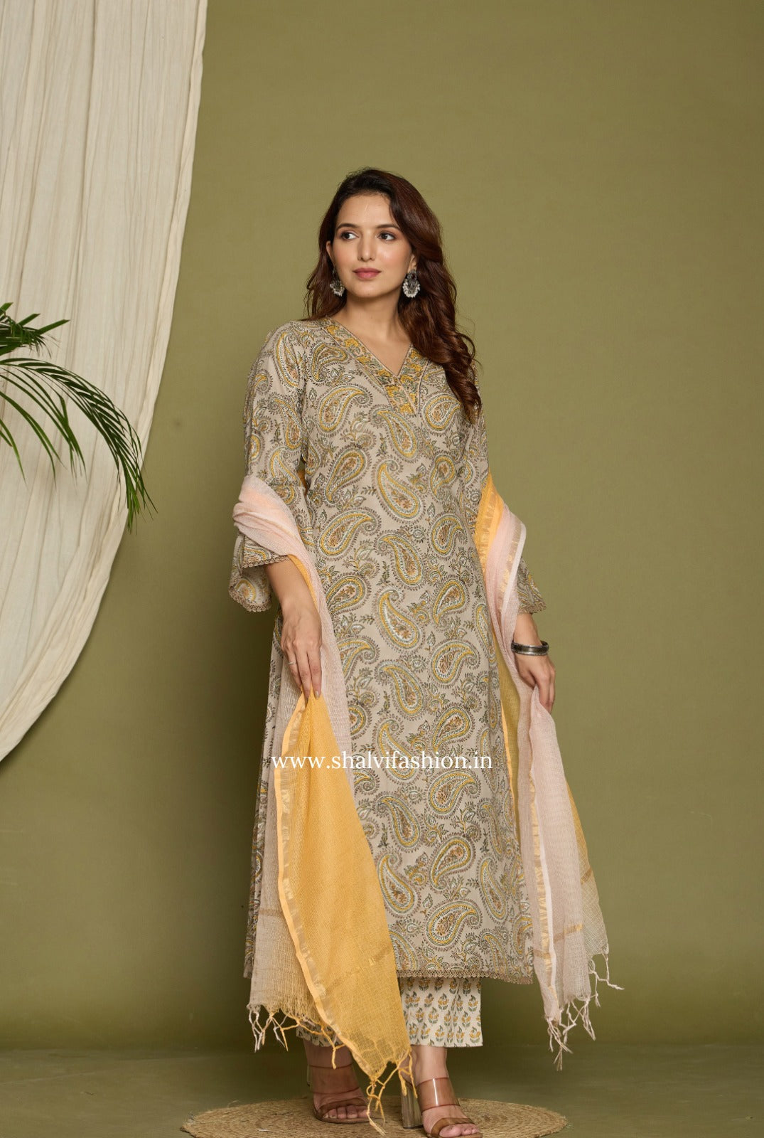 Shop block printed kota dupatta cotton suits in jaipur (CSS289)