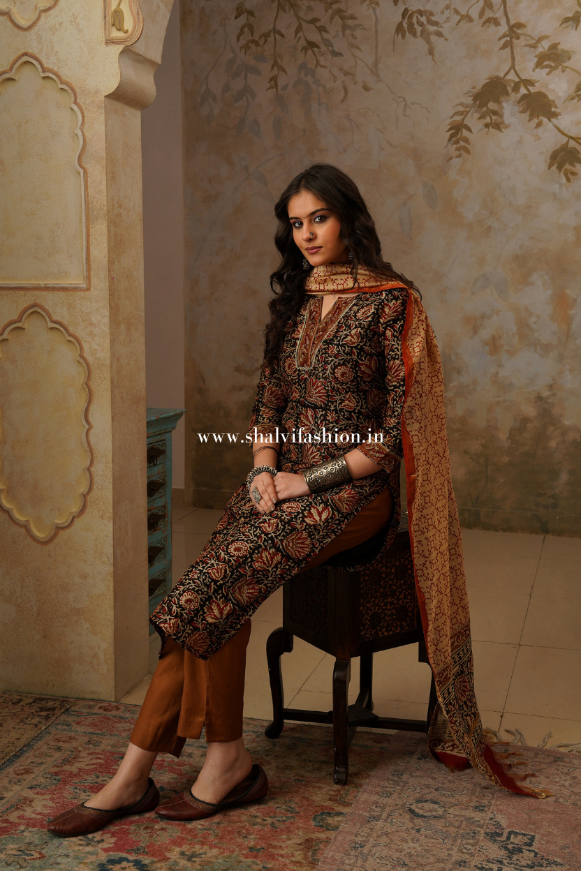 Shop jaipuri bagru print chanderi silk suits online (CSS296)