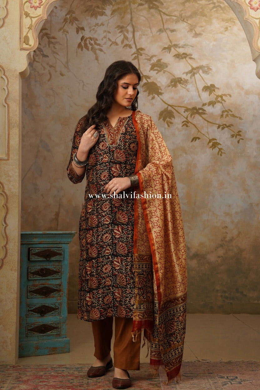 Shop jaipuri bagru print chanderi silk suits online (CSS296)