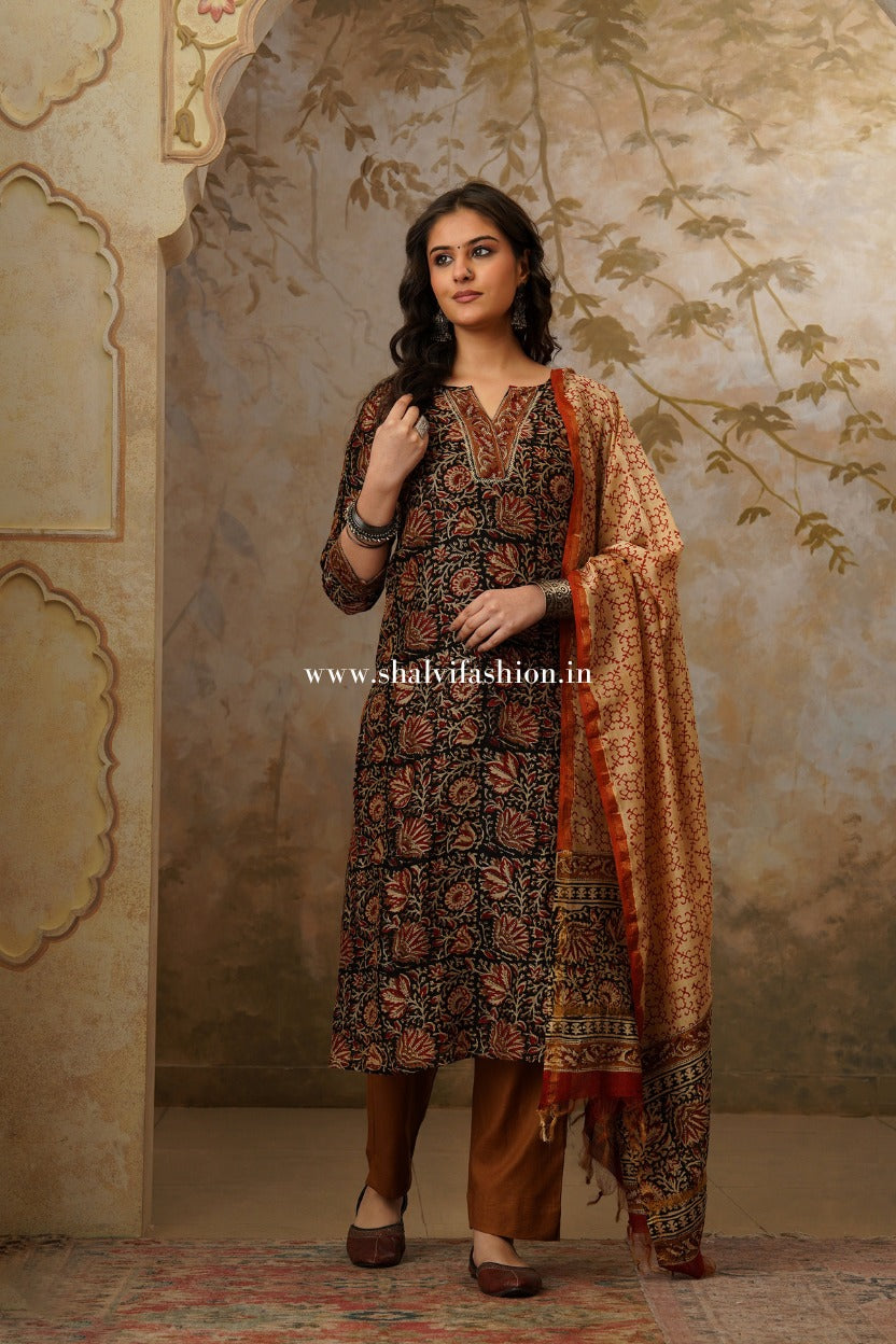 Shop jaipuri bagru print chanderi silk suits online (CSS296)