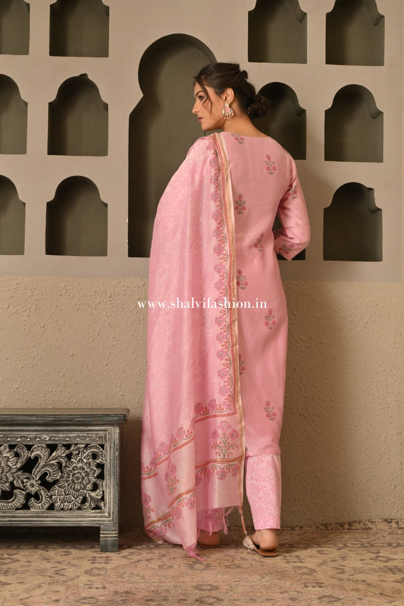 Shop hand block printed chanderi silk suits (CSS301)