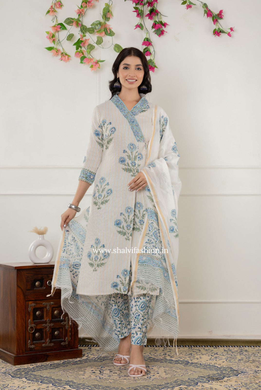 Shop block printed chanderi silk suits online (CSS302)
