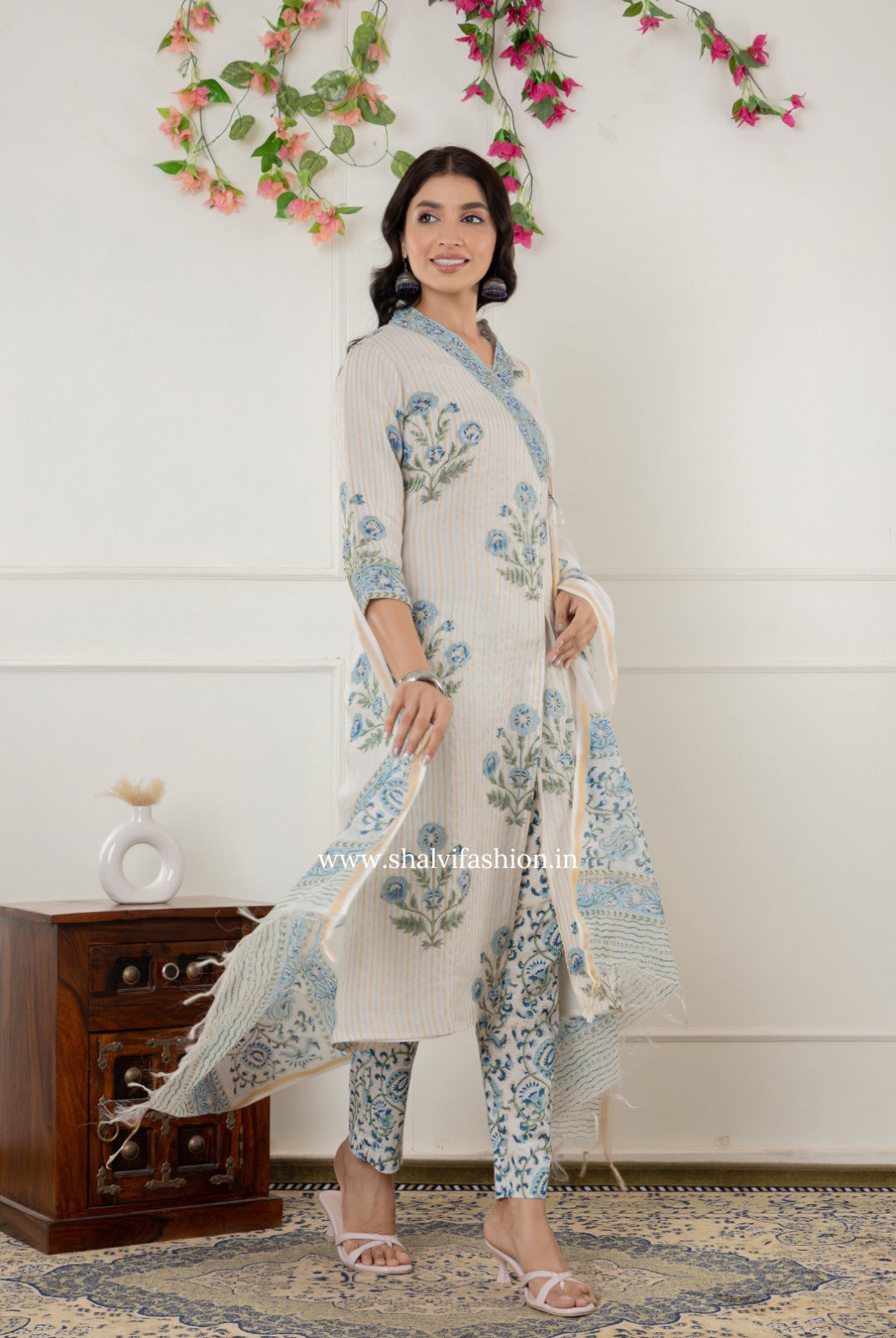Shop block printed chanderi silk suits online (CSS302)