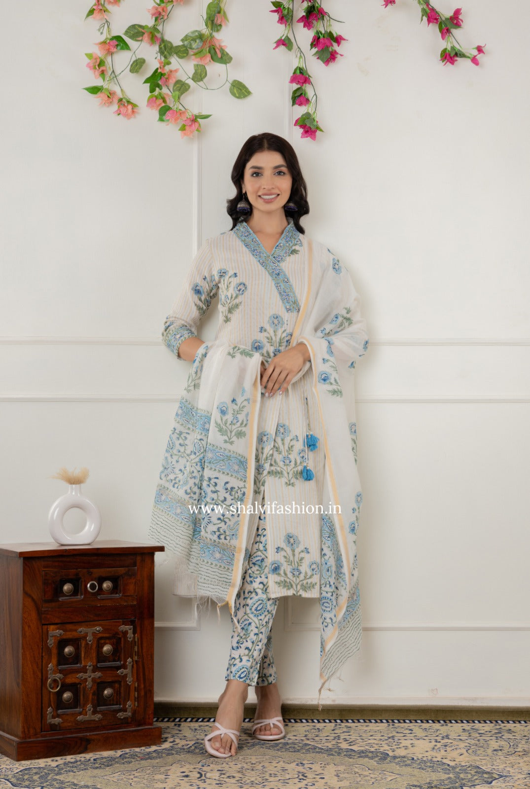 Shop block printed chanderi silk suits online (CSS302)
