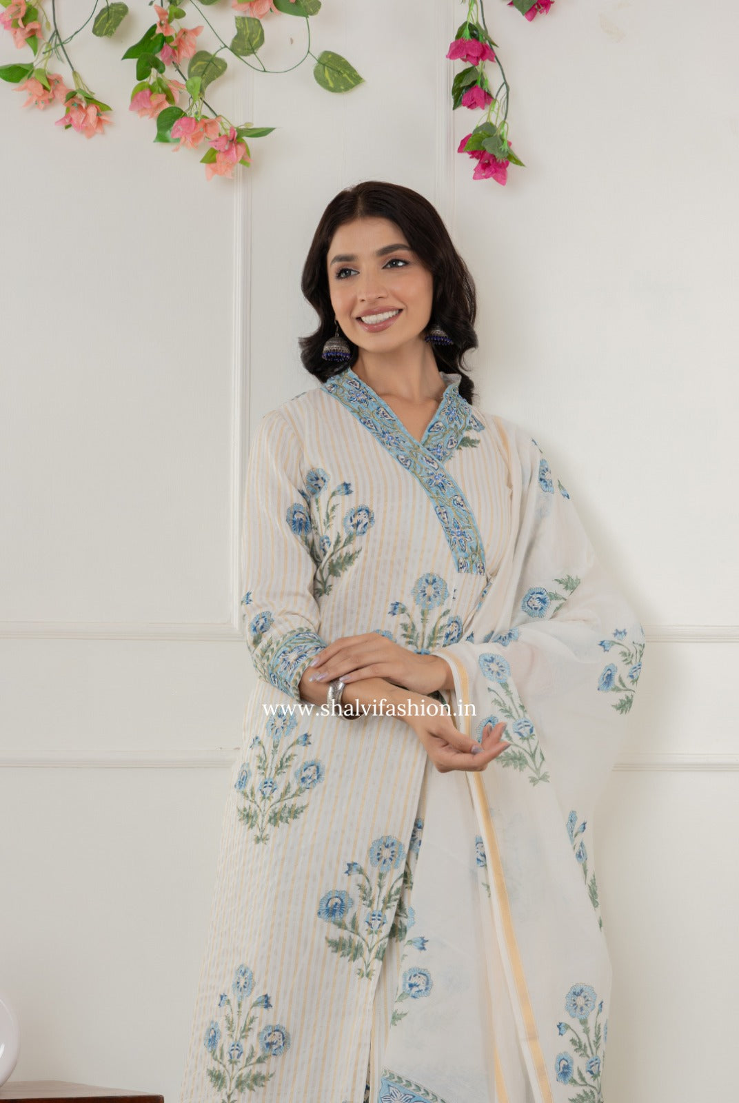 Shop block printed chanderi silk suits online (CSS302)